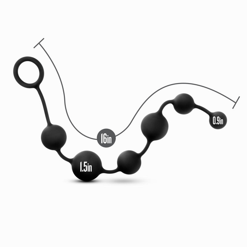 Platinum Silicone Large Black Anal Beads for Intimate Play - 16 Inch > Anal Range > Oversized Anal Toys