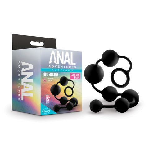 Platinum Silicone Large Black Anal Beads for Intimate Play - 16 Inch Black Large > Anal Range > Oversized Anal Toys