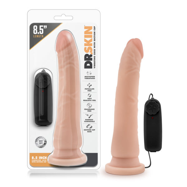 Dr. Skin 8.5 Inch Vibrating Realistic Cock (Vanilla) – Slim Vibrator With Suction Cup > Vibrators > Realistic Vibrators