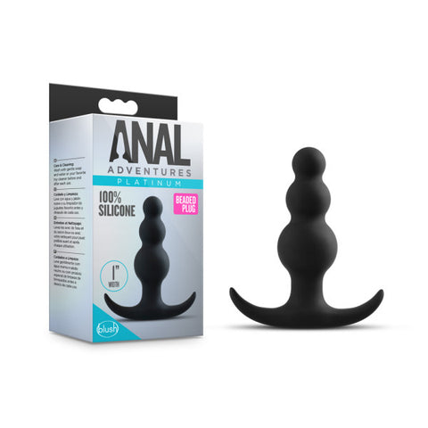 Anal Adventures Platinum Beaded Plug Black 7.6 Cm > Anal Range > Prostate Massagers