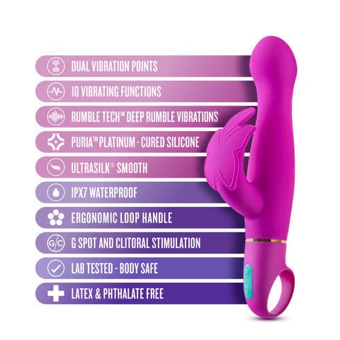 Aria Naughty AF Plum 18.4 cm Butterfly Vibrator VIBRATORS-RABBIT