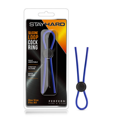 Stay Hard Silicone Loop Cock Ring in Blue COCK RINGS