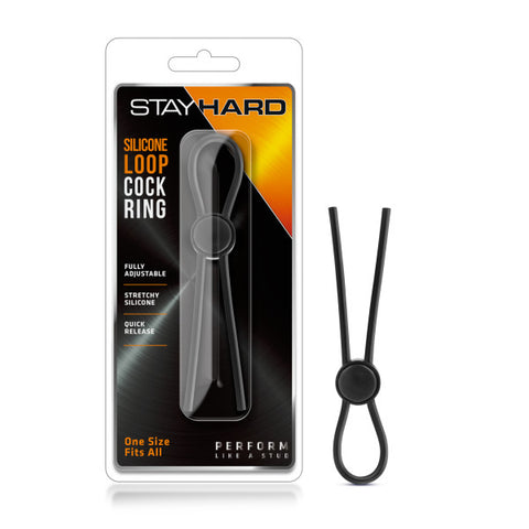 Stay Hard Silicone Loop Cock Ring in Black COCK RINGS