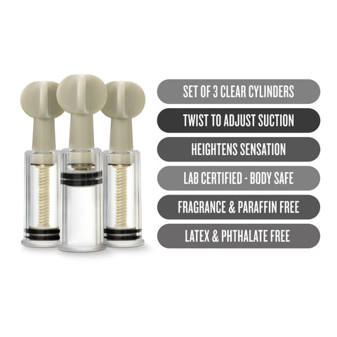 Temptasia Nipple and Clit Twist Suckers 3 Piece Set for Enhanced Sensitivity > Sex Toys > Nipple Suckers