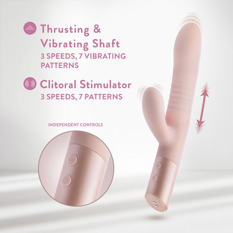 Blush Fraya 24.1 cm USB Rechargeable Rabbit Vibrator Pink VIBRATORS-RABBIT
