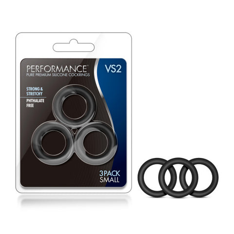 Performance VS2 Pure Premium Silicone Small Cock Rings Set of 3 Black Black > Cock Ring > Sets