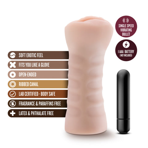 M for Men Ashley Vanilla Soft Vibrating Masturbator Strokers - Auto
