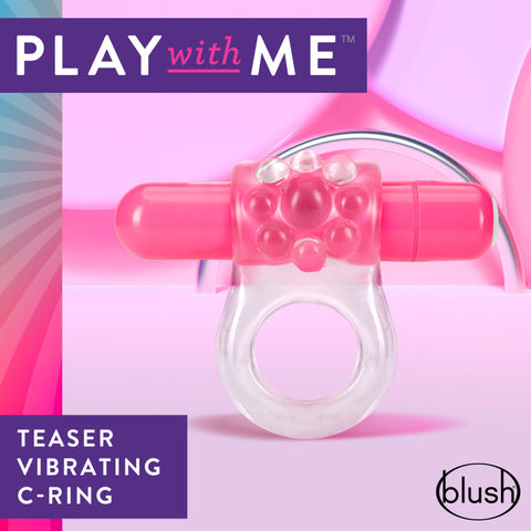 Play With Me Teaser Vibrating Cock Ring Pink for Pleasure Cock Rings Vibrating
