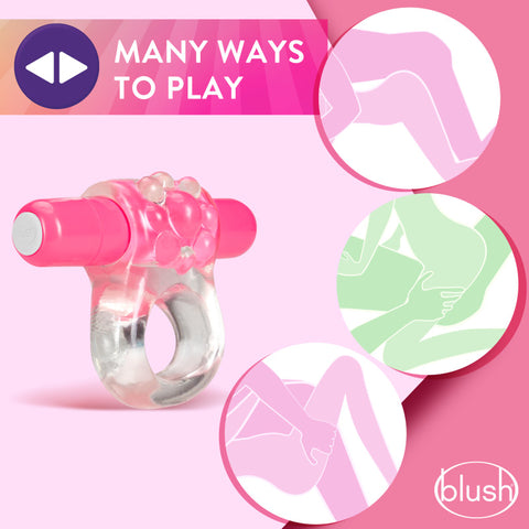 Play With Me Teaser Vibrating Cock Ring Pink for Pleasure Cock Rings Vibrating