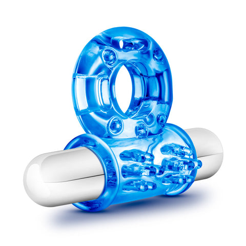 Stay Hard 10 Function Vibrating Bull Ring Blue Cock Rings Vibrating