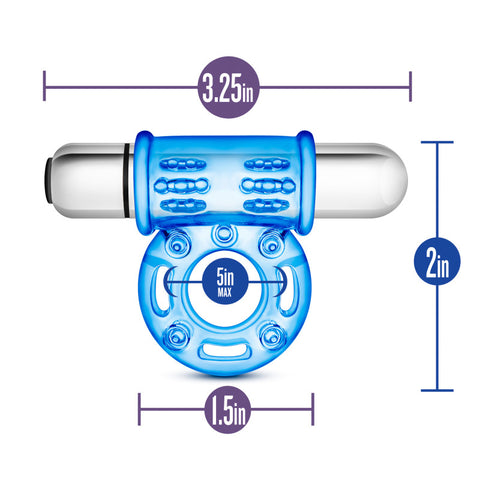Stay Hard 10 Function Vibrating Bull Ring Blue Cock Rings Vibrating