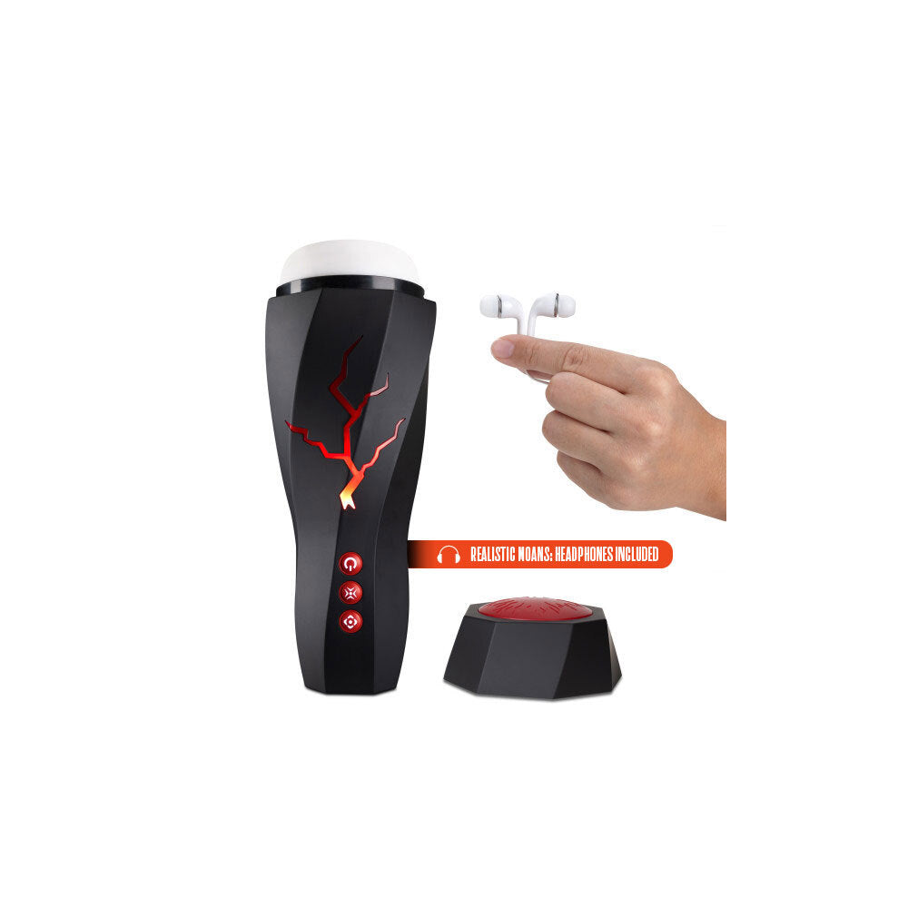 M for Men Storm (White) – Ribbed Masturbator Cup Vibrator with 7 Vibration Functions and Suction > Sex Toys For Men > Masturbators > Vibrating