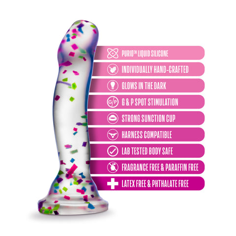 Hanky Panky Confetti Filled Clear Dildo Glow in the Dark Adult Toy DONGS