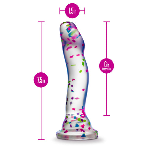 Hanky Panky Confetti Filled Clear Dildo Glow in the Dark Adult Toy DONGS