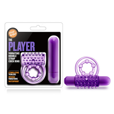 Play With Me The Player Vibrating Double Strap Cock Ring in Purple Purple > Cock Ring > Vibrating