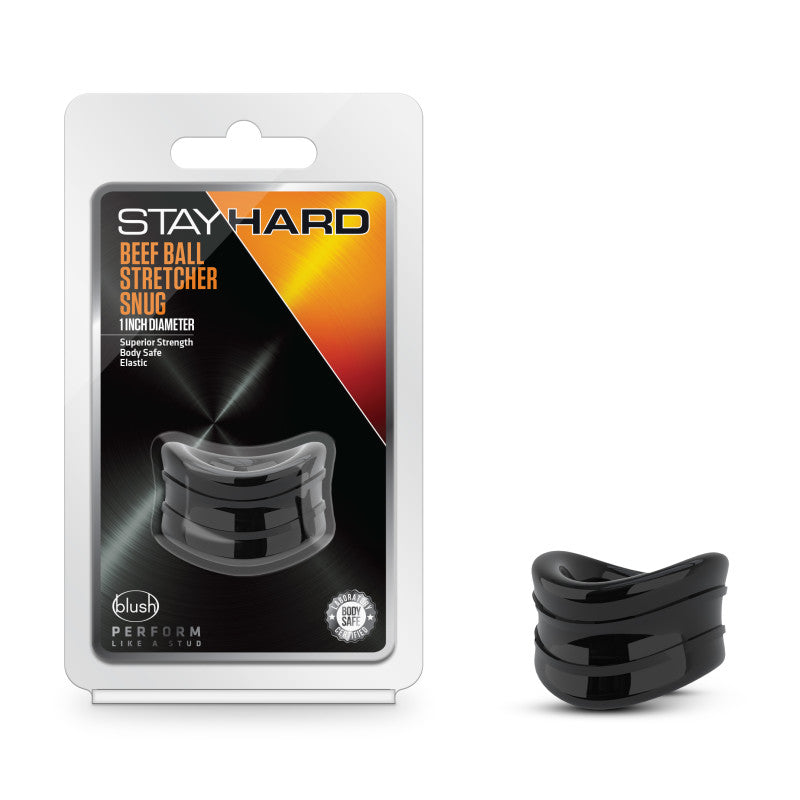 Stay Hard Beef Ball Stretcher Snug 1 Inch Black Ball Stretcher