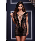 Baci Corset Front Lace Mini Dress – One Size - Black Black > Clothes > Dresses and Chemises