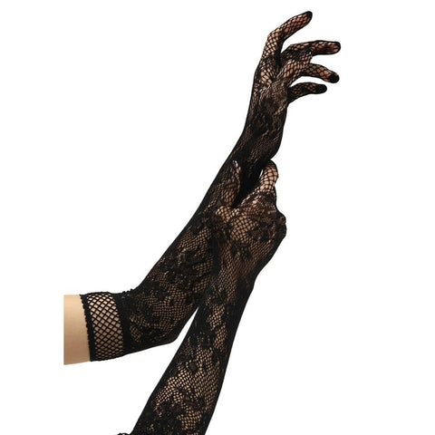 BACI White Label Flower Lace Opera Gloves in Black > Clothes > Accessories