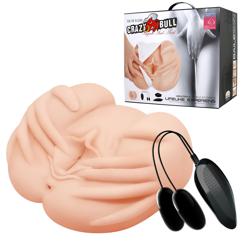 Crazy Bull Vibrating Spread Torso Masturbator Realistic Skin Color Adult Sex Toy Flesh Strokers - Manual