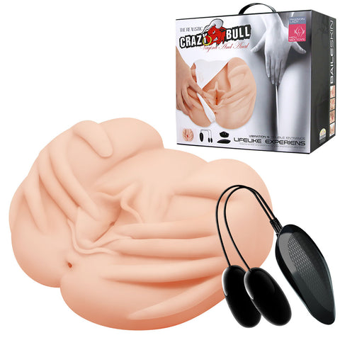 Crazy Bull Vibrating Spread Torso Masturbator Realistic Skin Color Adult Sex Toy Flesh Strokers - Manual