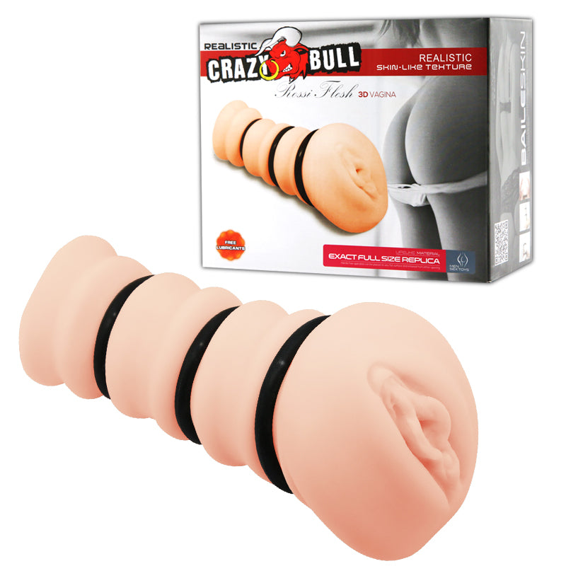 Crazy Bull Rossi Vagina Stroker with Tightening Rings for Enhanced Pleasure Beige Strokers - Manual