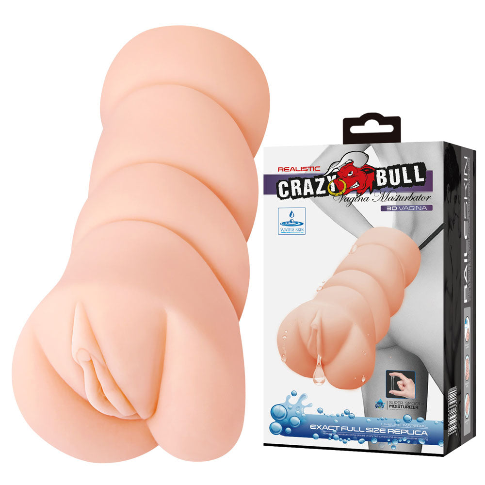 Crazy Bull Vagina Stroker Realistic Skin Tone Adult Sex Toy Beige Strokers - Manual