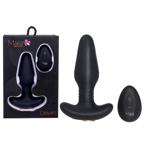 Maia DEVIN Dual Motor Butt Plug 14cm with Remote Control Black Butt Plugs - Vibrating