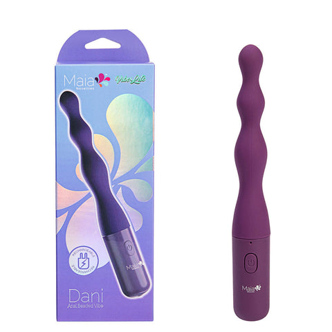 Maia Dani 17.8 Centimeter USB Rechargeable Beaded Vibrator Purple Beads