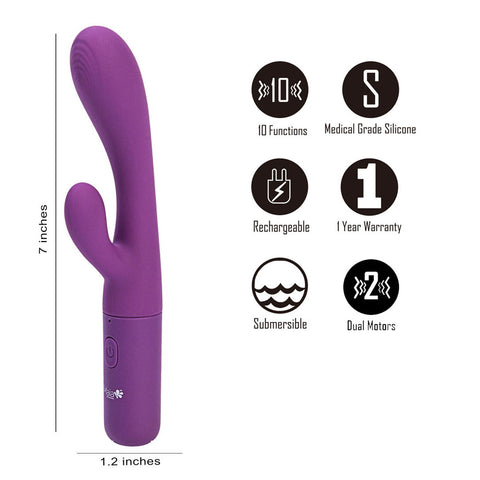 Maia Rayla 17.8 cm USB Rechargeable Rabbit Vibrator VIBRATORS-RABBIT