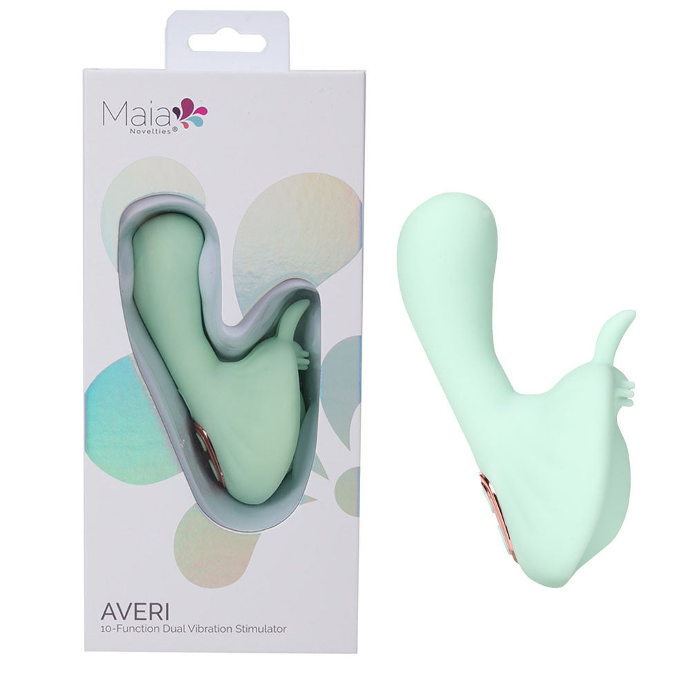 Maia Averi USB Rechargeable Vibrator with Dual Motor Design Green VIBRATORS-RABBIT-MULTI
