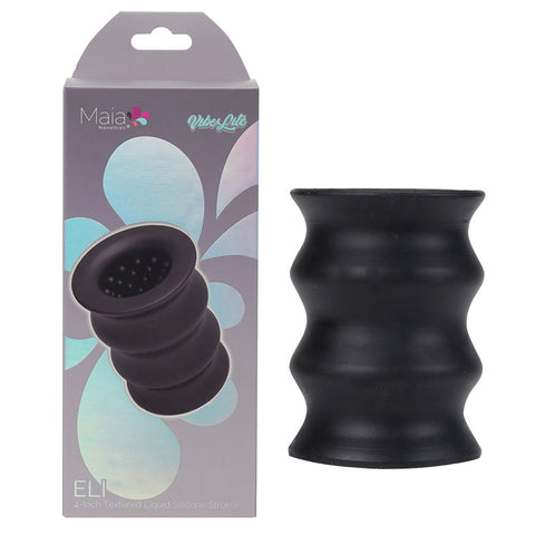 Maia ELI 10 cm Stroker Sleeve for Enhanced Pleasure and Stimulation Black Strokers - Manual