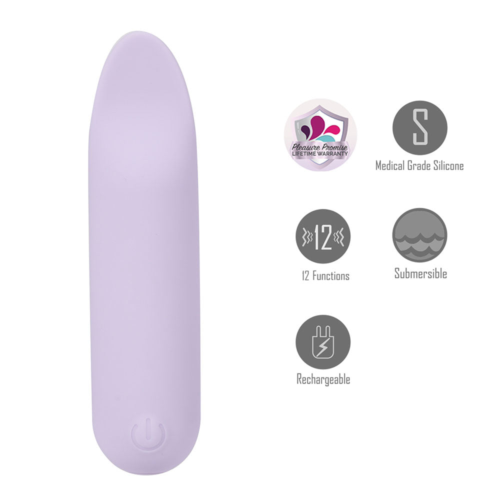 Maia Tawni (Lavender) – USB Rechargeable 9 cm Silicone Bullet Vibrator with Flickering Tip > Vibrators > Mini Vibrators