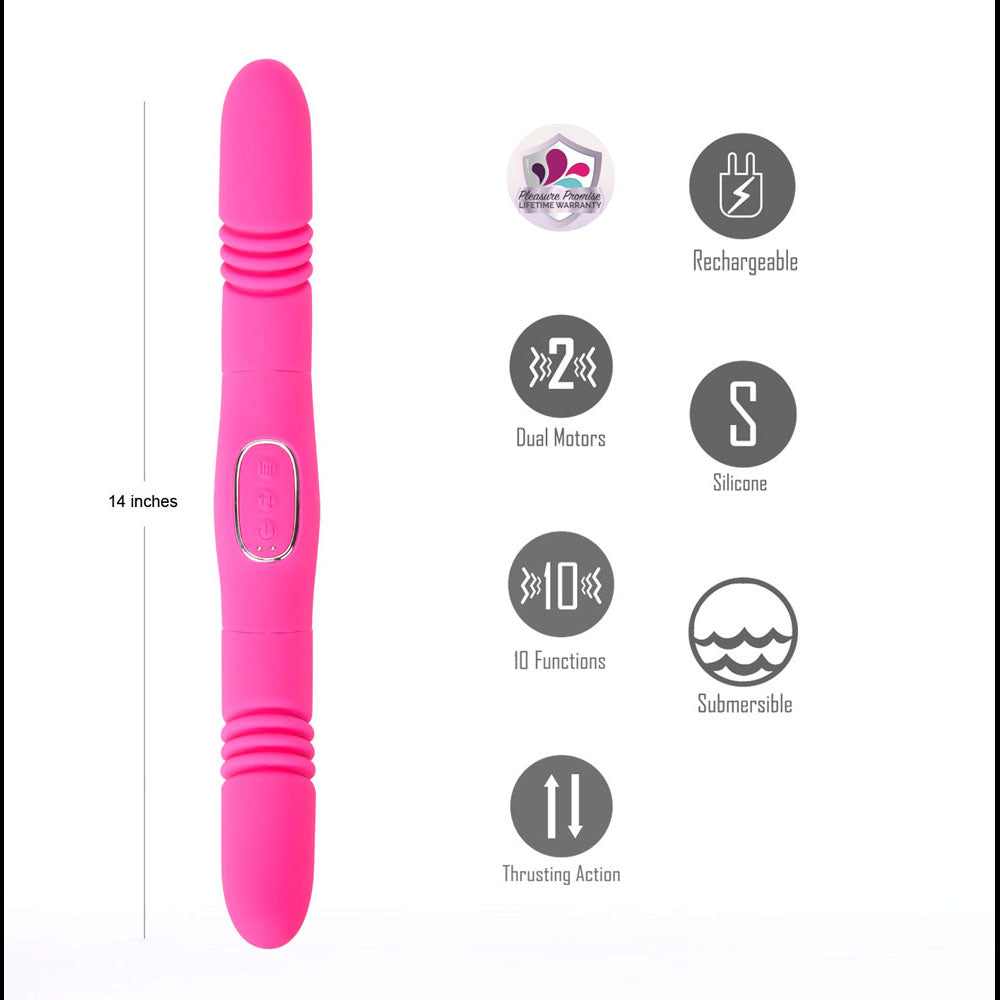 Maia Zena – USB Rechargeable Dual Thrusting Double Ended Vibrator 35.6 cm Secondary image