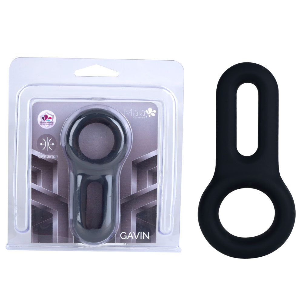 Maia Gavin Super-Stretchy Double Ring – Cock and Balls Ring Black > Cock Ring > Single Main image