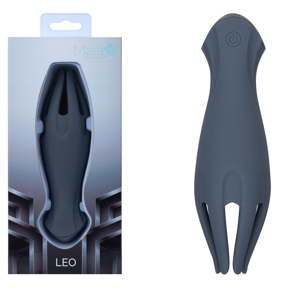 Maia Leo (Grey) – USB Rechargeable Vibrating Penis Head Tickler Grey Strokers - Vibrating