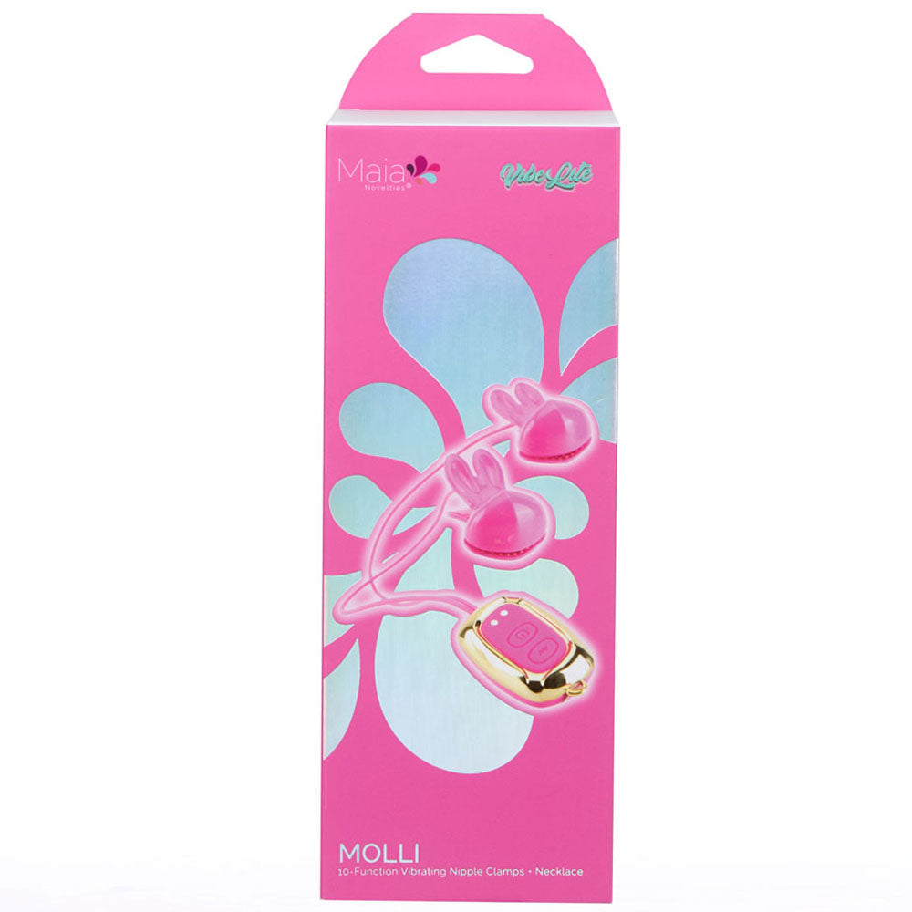 Maia Molli – USB Rechargeable 3-Speed 7-Function Vibrating Nipple Clamps and Necklace > Sex Toys > Nipple Clamps