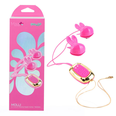 Maia Molli USB Rechargeable Vibrating Nipple Clamps – Rechargeable Nipple Clamps Pink Nipple Clamps