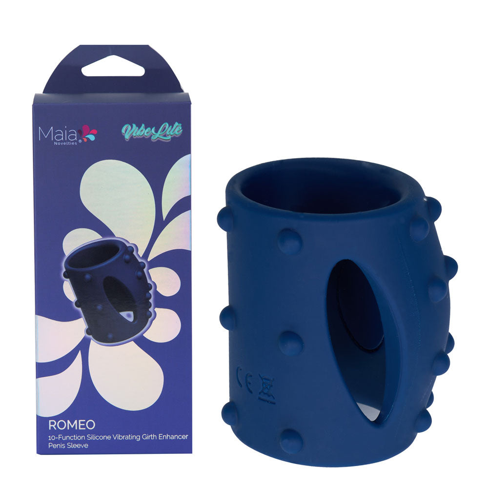 Maia Romeo USB Rechargeable Vibrating Girth Enhancer Sleeve – Compact 5.1 cm Sleeve Blue > Sex Toys For Men > Penis Sleeves