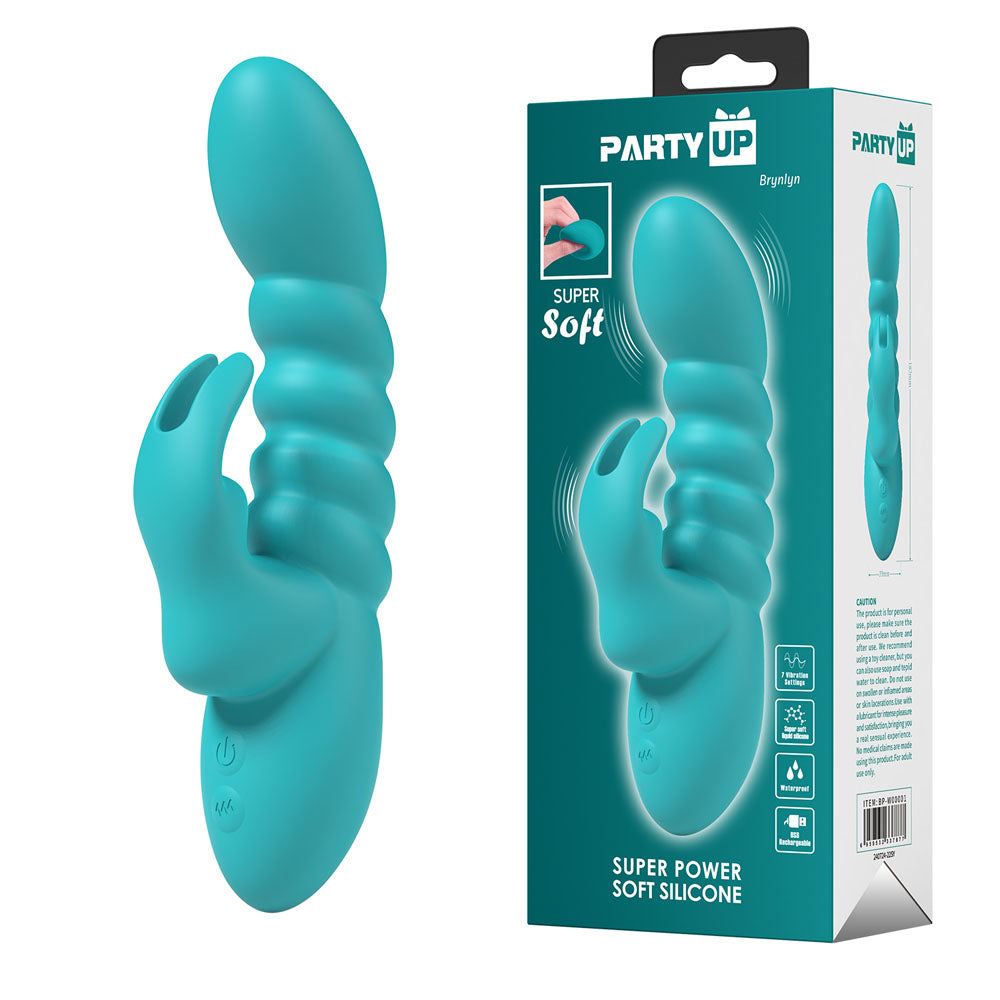 Party Up Brynlyn (Teal) – USB Rechargeable 18.2 cm Rabbit Vibrator Teal > Vibrators > Ladies > Rabbit Main image