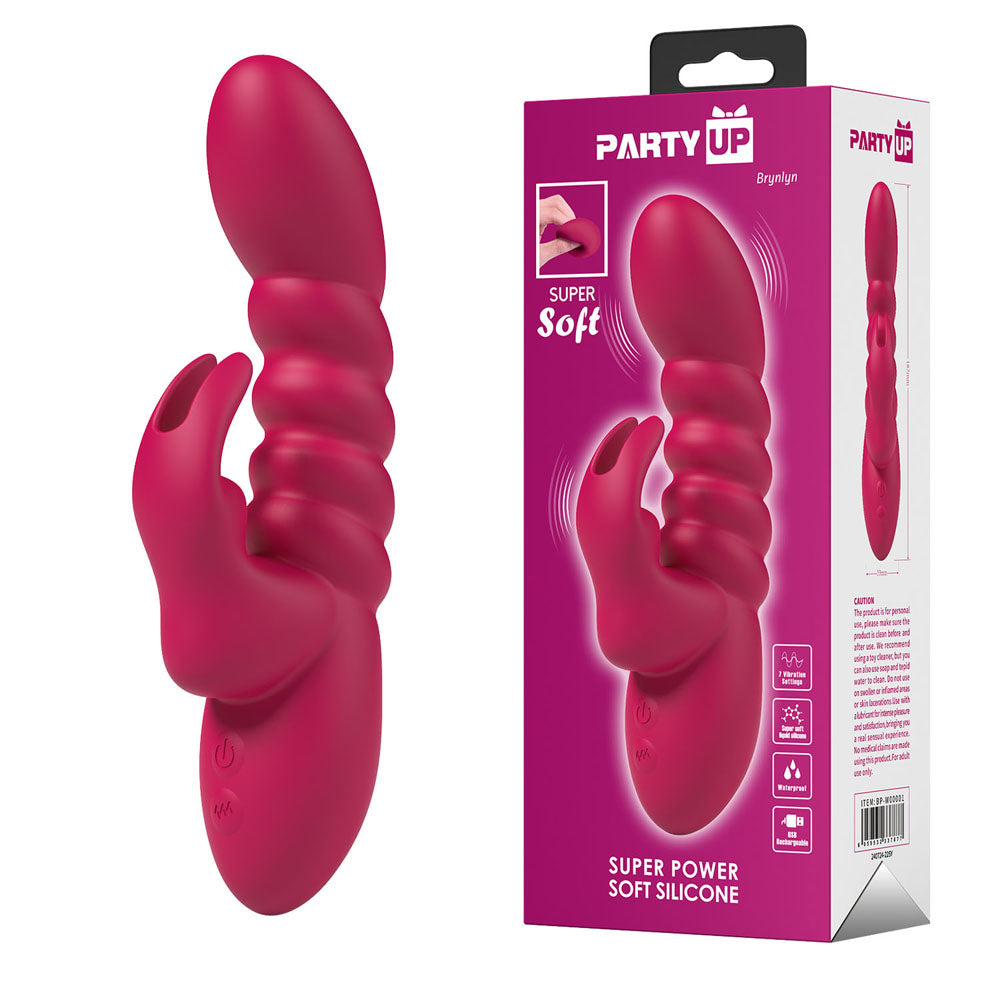 Party Up Brynlyn 18.2 cm USB Rechargeable Rabbit Vibrator Pink VIBRATORS-RABBIT