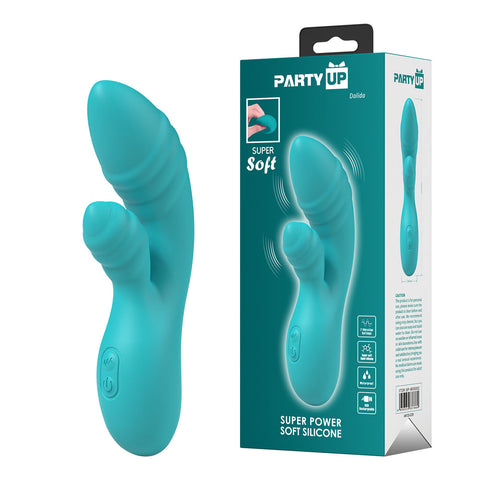 Party Up Dalida Teal 16.2 cm USB Rechargeable Rabbit Vibrator Teal VIBRATORS-RABBIT