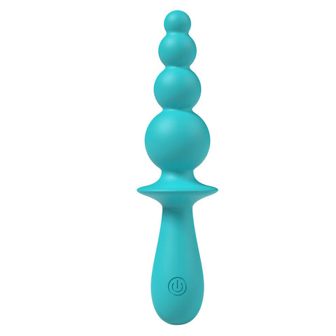 Party Up Evajane Teal 17.1 Centimeter USB Rechargeable Beaded Vibrator Butt Plugs - Vibrating