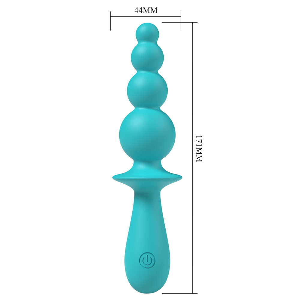 Party Up Evajane Teal 17.1 Centimeter USB Rechargeable Beaded Vibrator Butt Plugs - Vibrating