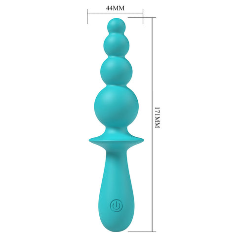 Party Up Evajane Teal 17.1 Centimeter USB Rechargeable Beaded Vibrator Butt Plugs - Vibrating
