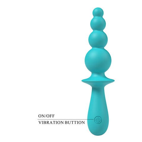 Party Up Evajane Teal 17.1 Centimeter USB Rechargeable Beaded Vibrator Butt Plugs - Vibrating