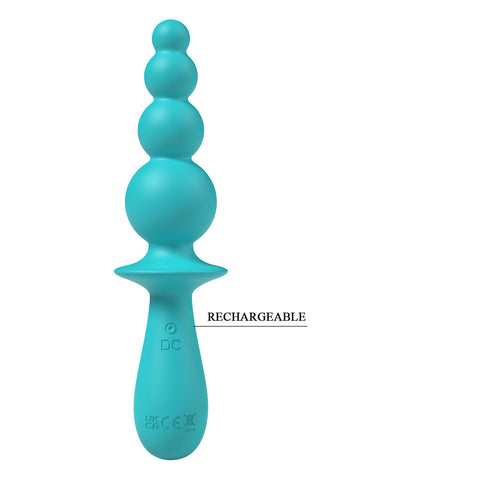 Party Up Evajane Teal 17.1 Centimeter USB Rechargeable Beaded Vibrator Butt Plugs - Vibrating