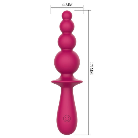 Party Up Evajane 17.1 Centimeter USB Rechargeable Beaded Vibrator Butt Plugs - Vibrating