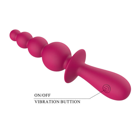 Party Up Evajane 17.1 Centimeter USB Rechargeable Beaded Vibrator Butt Plugs - Vibrating