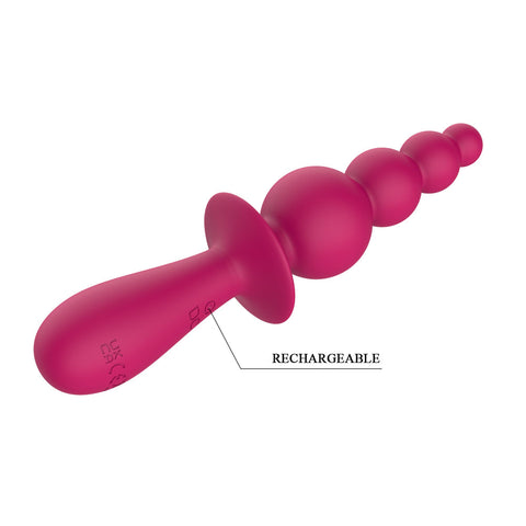 Party Up Evajane 17.1 Centimeter USB Rechargeable Beaded Vibrator Butt Plugs - Vibrating