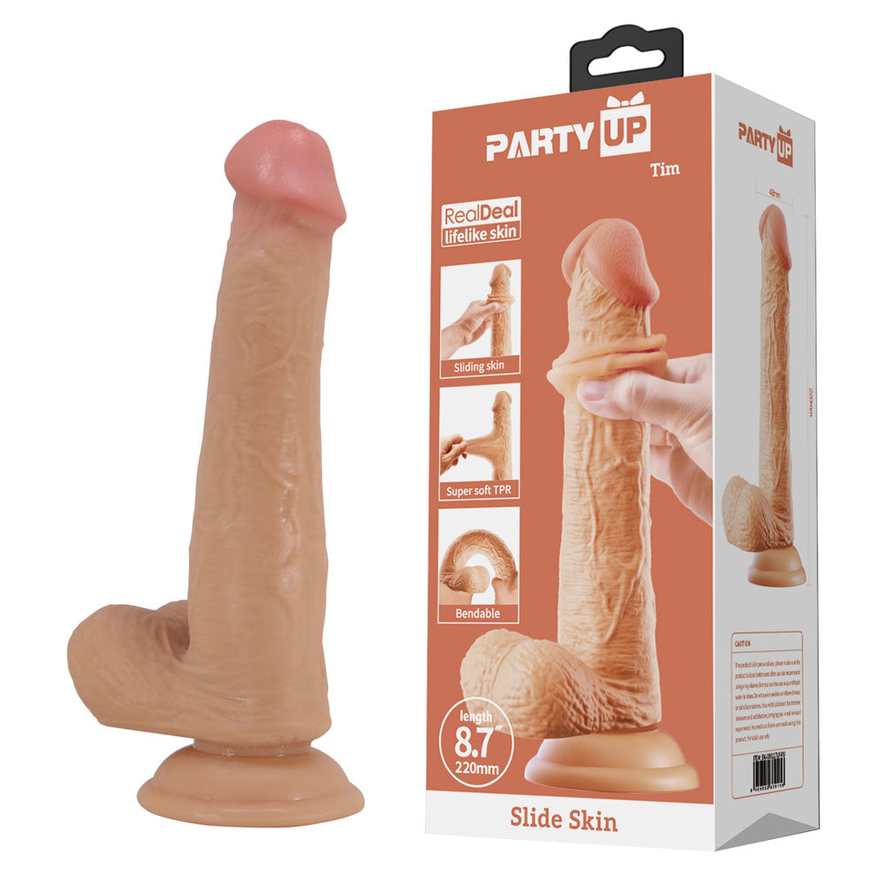 Party Up Tim Slide Skin Dong 22 Centimeter Flexible Dildo Flesh Dongs Realistic